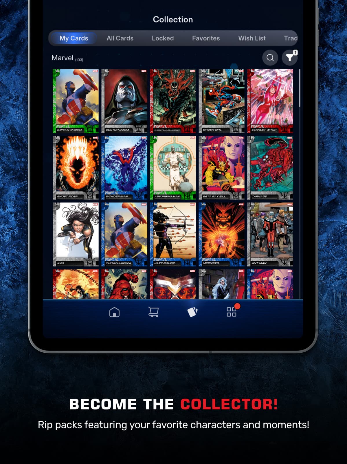 Marvel Collect! character collection screen
