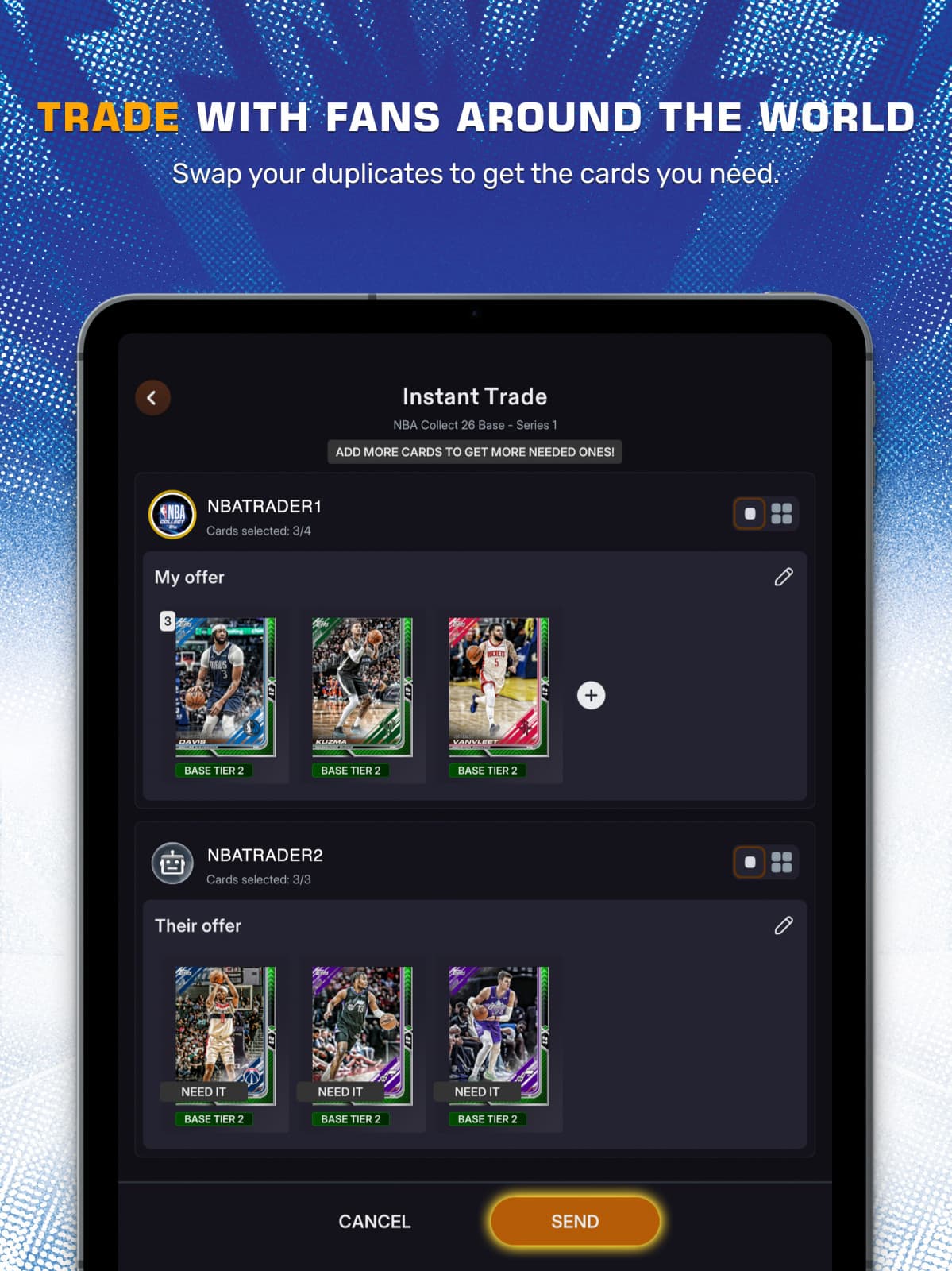 NBA Collect trade screen