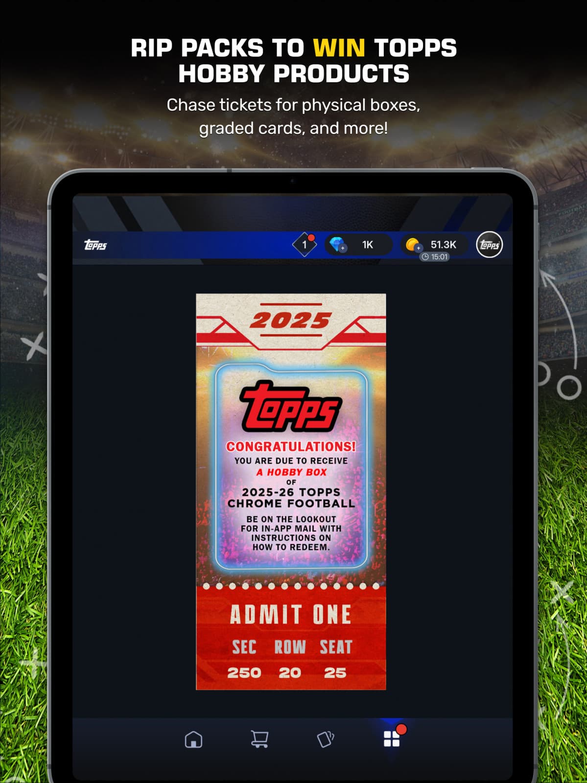 NFL Collect challenge screen