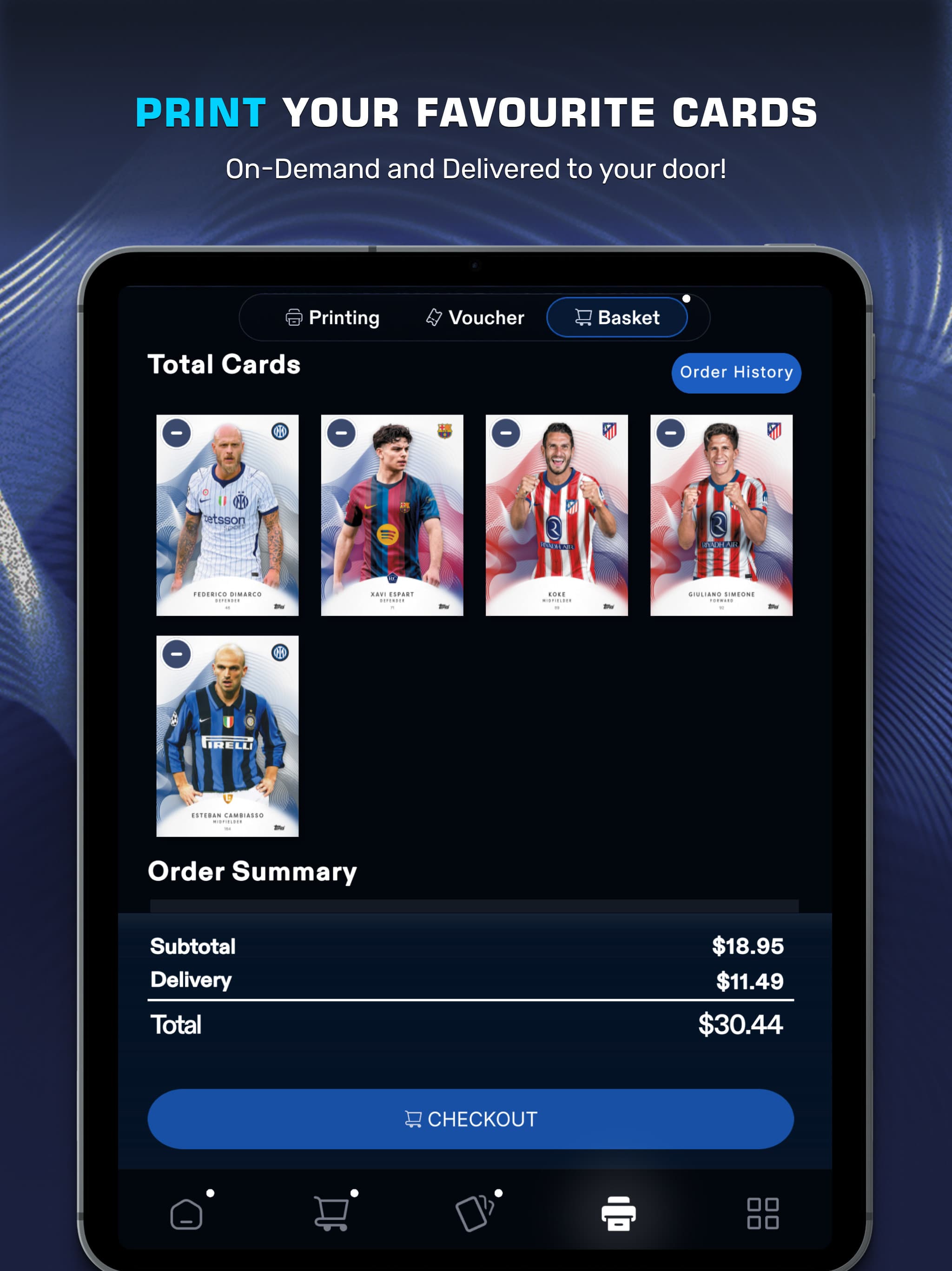 Topps Total Football print on demand basket screen