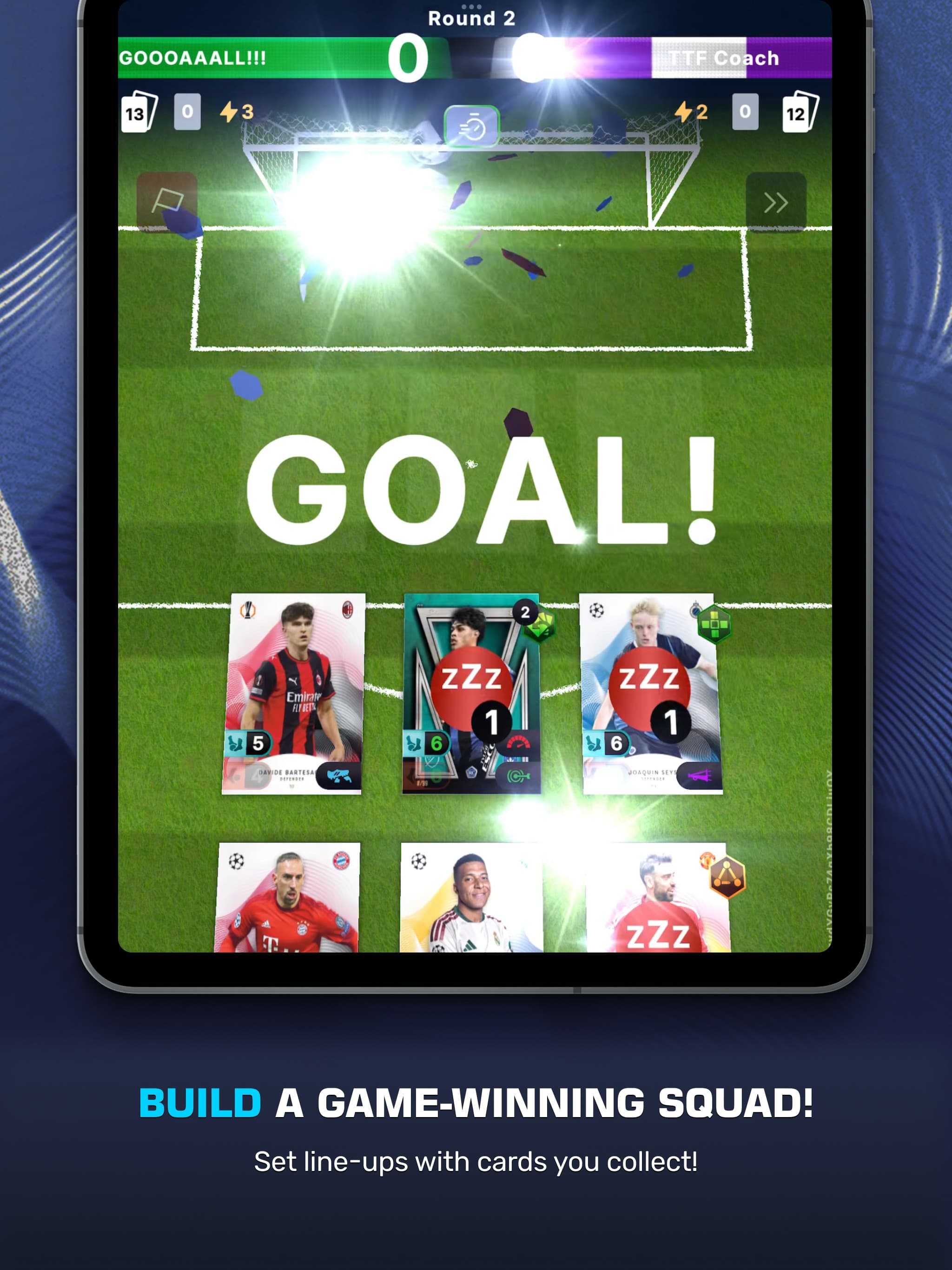 Topps Total Football match gameplay screen